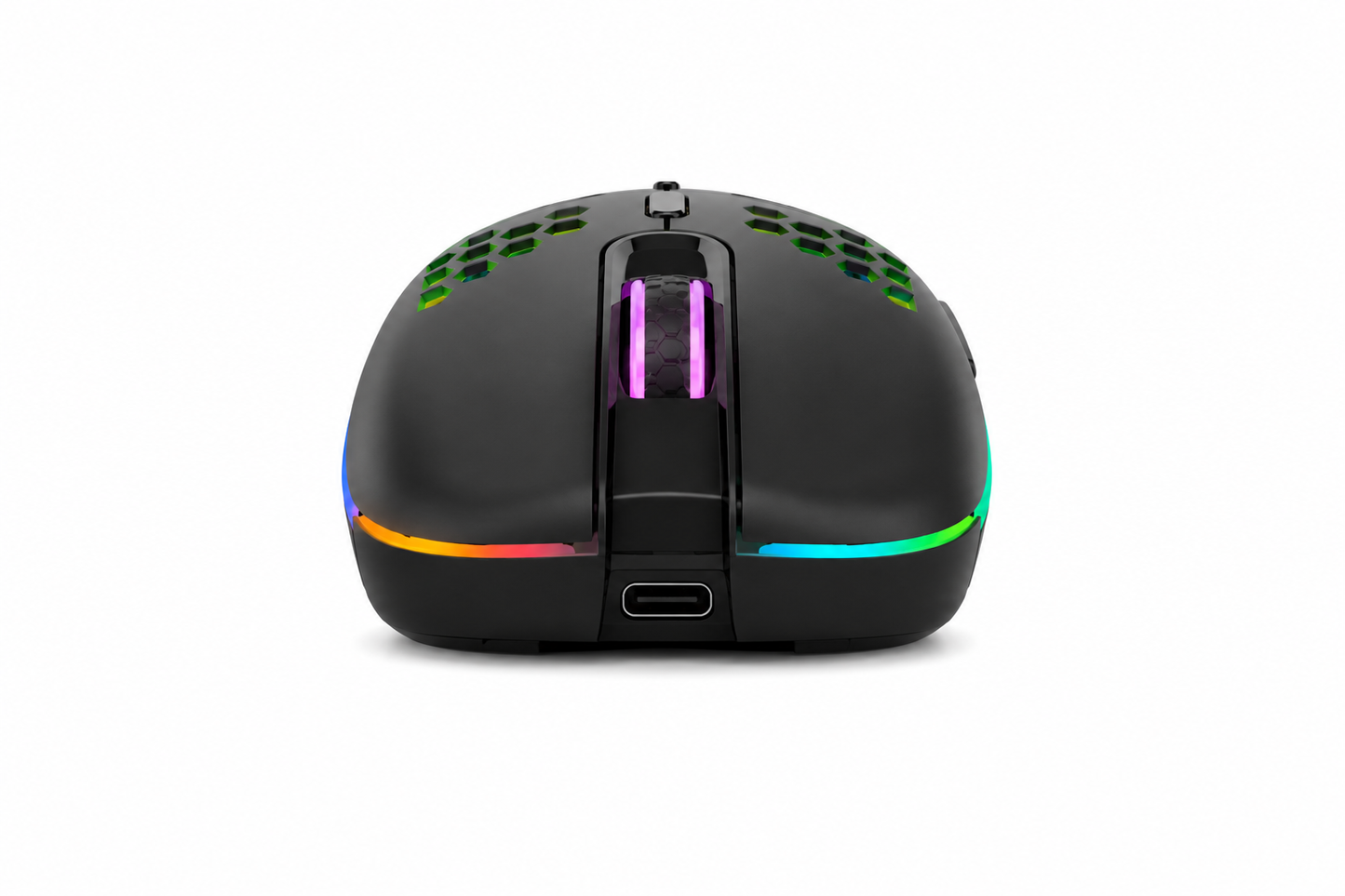 2.4G kabellose Maus mit RGB-Hintergrundbeleuchtung, 6 Tasten, 3-Gang-DPI, Typ C wiederaufladbar, ergonomisches Waben-Design, Gaming-Maus
