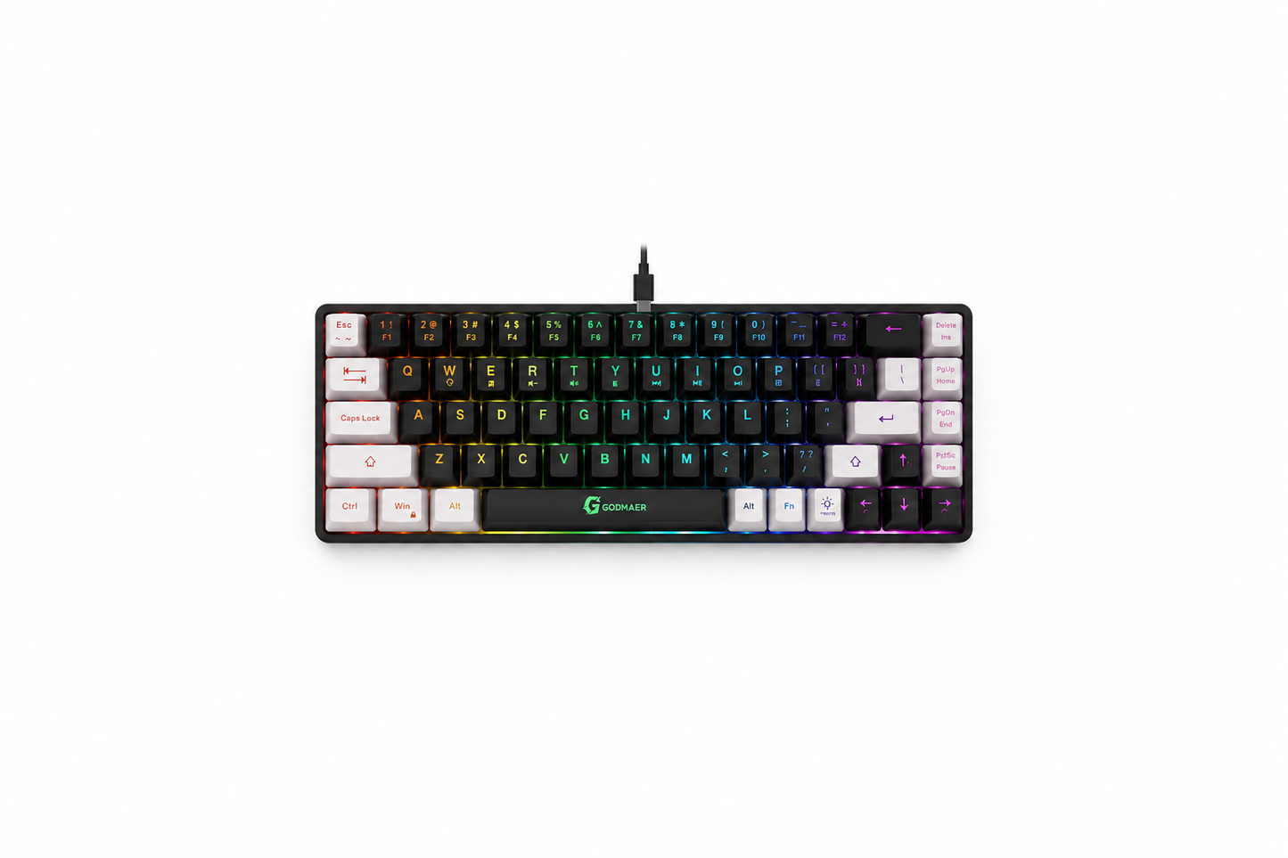 65% Gaming Keyboard, LED Backlit Mini Wired Gaming Keyboard, Ultra-Compact Anti-Ghosting No-Conflict 68 Keys Gaming Wired Keyboard for PC Laptop Gamer