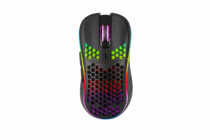 2.4G kabellose Maus mit RGB-Hintergrundbeleuchtung, 6 Tasten, 3-Gang-DPI, Typ C wiederaufladbar, ergonomisches Waben-Design, Gaming-Maus